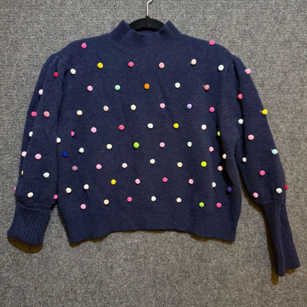 Cider Womens Y2K Chunky Sweater 3XL Kidcore Navy Dopamine Pom Pom